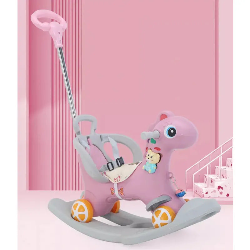 Babies-Up 3-in-1 Dino Rocking Horse Rocker Without Pusher and Belt

The Babies-Up Rocking Chair is a versatile and engaging product designed for children, combining the functionality of a rocking chair, swing, baby rocking horse, and a pusher. Its features include:

Convertible Design: Easily transitions between a rocking horse and a stable chair with a pusher for versatility.