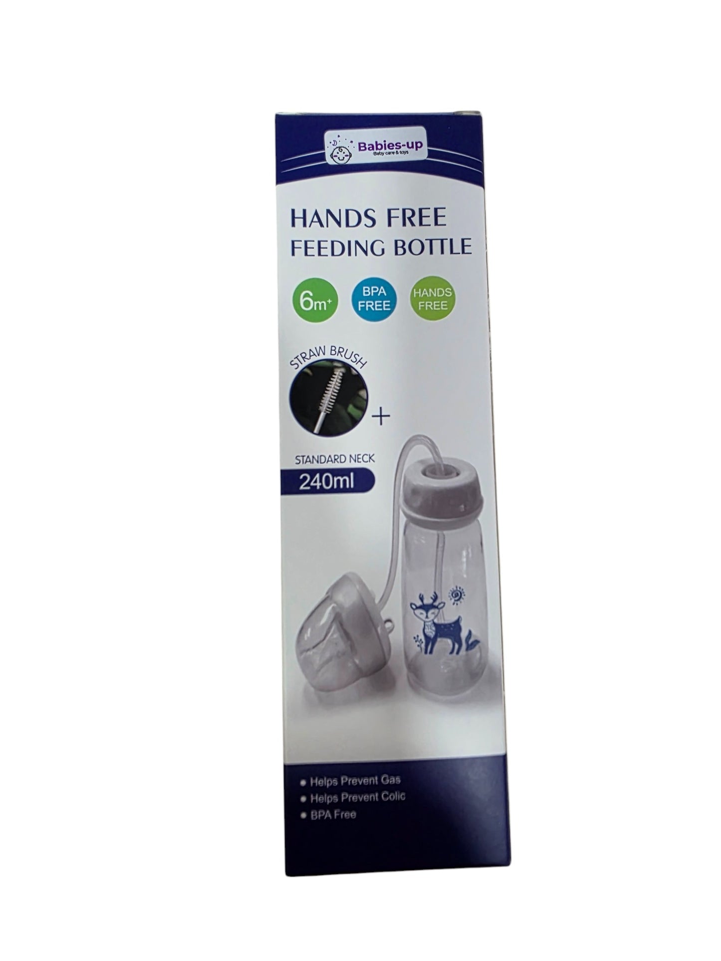 Babies-Up Hands-Free Baby Bottle – 240ml Anti-Colic Feeding Solution

Make feeding time easier and more comfortable with the Babies-Up Hands-Free Baby Bottle, designed for busy parents and happy babies. With a 240ml capacity, this innovative bottle features a hands-free design that allows babies to feed in a natural, upright position, promoting independence and convenience.