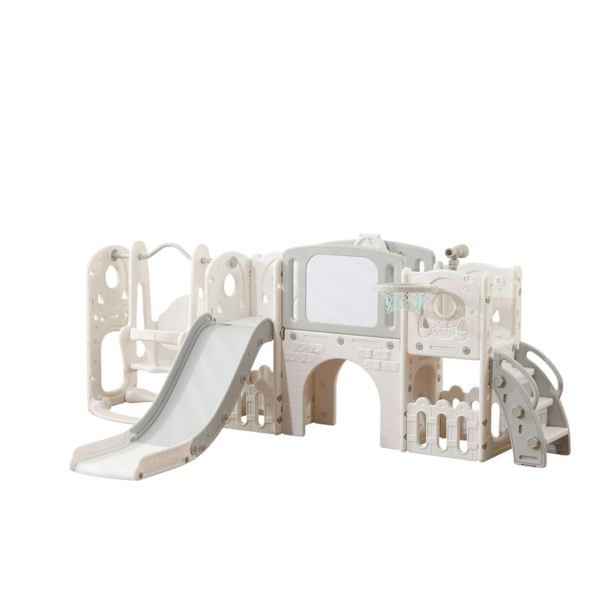 Babies-Up Toddler Garden Slide/Swing/Drawing Board Set & Basketball Hoop

Create the ultimate playtime experience with the Babies-Up Toddler Garden Playset - a versatile 4-in-1 activity center featuring a slide, swing, drawing board, and basketball hoop. Designed for toddlers and preschoolers, this all-in-one set is perfect for indoor or outdoor fun, encouraging physical activity, creativity, and coordination through safe and interactive play.