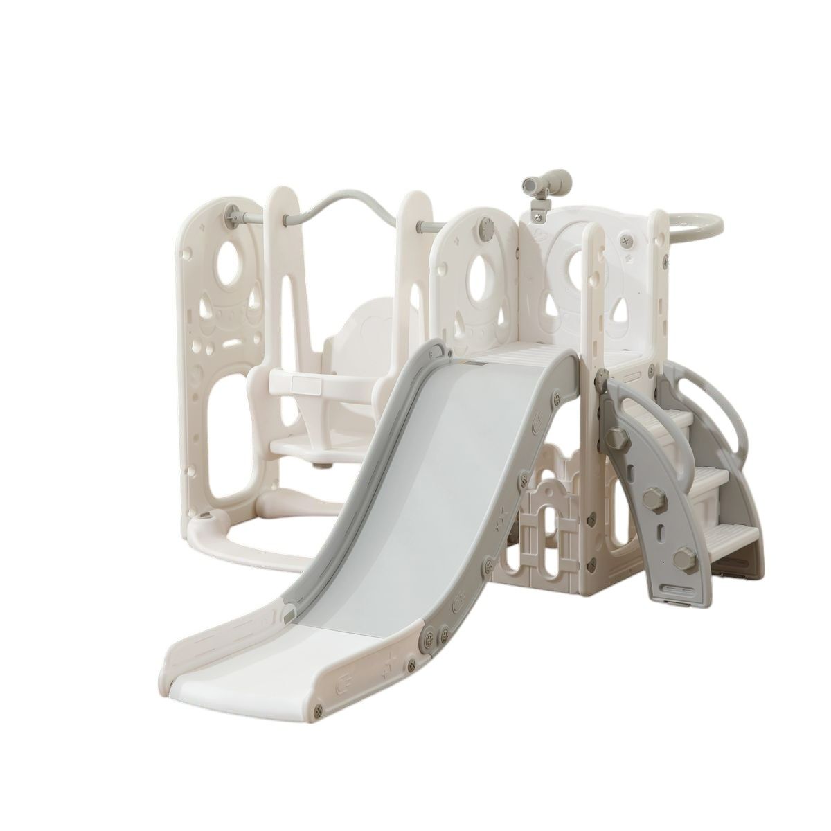 Babies-Up Toddler Garden Slide and Swing Set with Removable Basketball Hoop

Bring outdoor fun and physical activity to your backyard with the Babies-Up Toddler Garden Slide and Swing Set, featuring a colorful design and multi-functional play options. This all-in-one playset includes a smooth slide, a secure toddler swing, and a removable basketball hoop, perfect for encouraging active play and motor skill development in children.