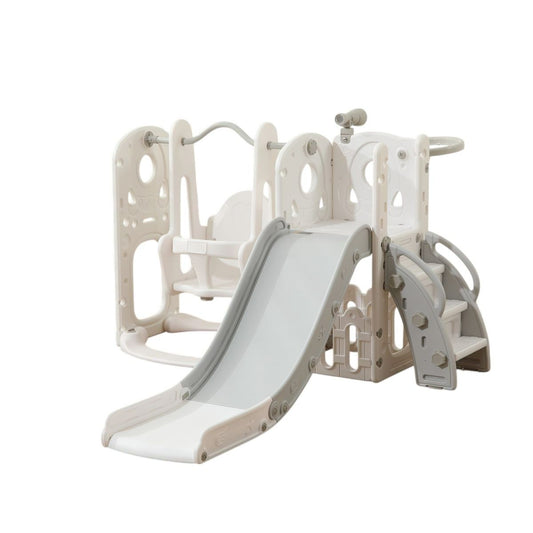 Babies-Up Toddler Garden Slide and Swing Set with Removable Basketball Hoop

Bring outdoor fun and physical activity to your backyard with the Babies-Up Toddler Garden Slide and Swing Set, featuring a colorful design and multi-functional play options. This all-in-one playset includes a smooth slide, a secure toddler swing, and a removable basketball hoop, perfect for encouraging active play and motor skill development in children.