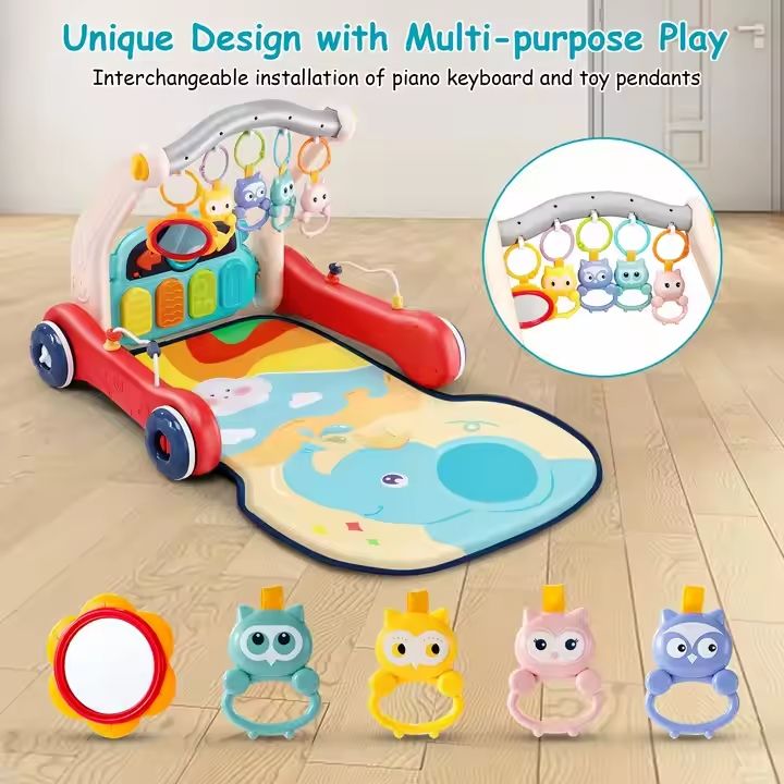 Babies-Up Two-in-One Fitness Rack & Baby Playmat Gym + Walker with Piano
A wonderfully versatile activity center that grows with your baby-combining a soft playmat gym and an interactive walker with piano for multi-stage development fun!
Features
2-in-1 Design
Playmat Gym: A padded play area with an overhead fitness rack that includes dangling plush toys-designed to encourage tummy time, reaching, and sensory play.
Walker with Piano: Once baby is ready to sit or stand, the rack transforms into a stable walk