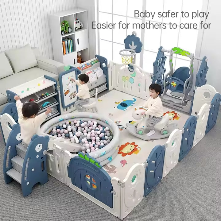 Babies-Up White & Blue Playpen All-In-One Multiplay Fun Zone Fence Playset (0–3 Years, Indoor)

Create a cheerful and secure play area for your little one with the Babies-Up White & Blue All-In-One Multiplay Fun Zone Playpen, designed for babies and toddlers aged 0–3 years. Featuring a soft white and pastel blue colour scheme, this indoor playset adds a calming touch to any space while offering a safe and engaging environment for early development.