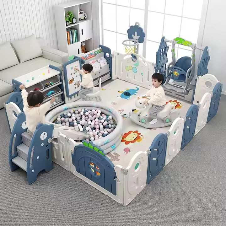 Babies-Up White & Blue Playpen All-In-One Multiplay Fun Zone Fence Playset (0–3 Years, Indoor)

Create a cheerful and secure play area for your little one with the Babies-Up White & Blue All-In-One Multiplay Fun Zone Playpen, designed for babies and toddlers aged 0–3 years. Featuring a soft white and pastel blue colour scheme, this indoor playset adds a calming touch to any space while offering a safe and engaging environment for early development.