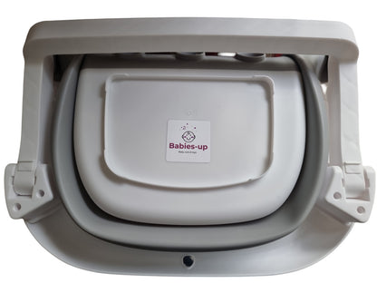 Babies-up Foldable Bath Tub with Shower Holder, Pillow Pad and built-in Thermometer

Multifunction, Easy to Store, Portable, Foldable Design, Saving Storage Space, Soft Baby Bath Cushion, Real-Time Temperature Sensing, Heat Sensitive Drain Plug, Safety Material

Easy to store and fold up into one's cupboard away from everything.

Easy to Put on one's table, counter top or stand so one doe not need to bend down to wash their baby.