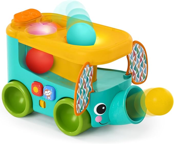 Bright Starts Pop & Roll Safari Bus Ball Play Toy