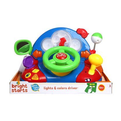 Bright Starts LLB Lights & Colours Driver

Put the pedal to the metal… baby’s on the road to fun! With real car noises, shifting gears and a steering wheel to turn and spin, your little one is about to go on the ride of her life. This sit and play musical toy from Bright Starts brings the open road right to your living room. 