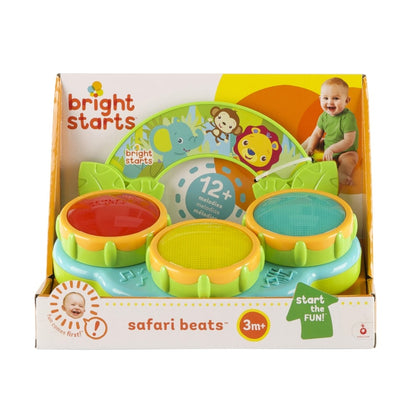 Bright Starts Safari Beats Drum Kit

What’s music to mom and dad’s ears? Baby’s sweet little laughs, of course! With the Safari Beats musical toy by Bright Starts, there will be plenty of giggles to go around. Every push of a brightly colored button helps encourage development of fine motor skills as your little one bounces to the beat.