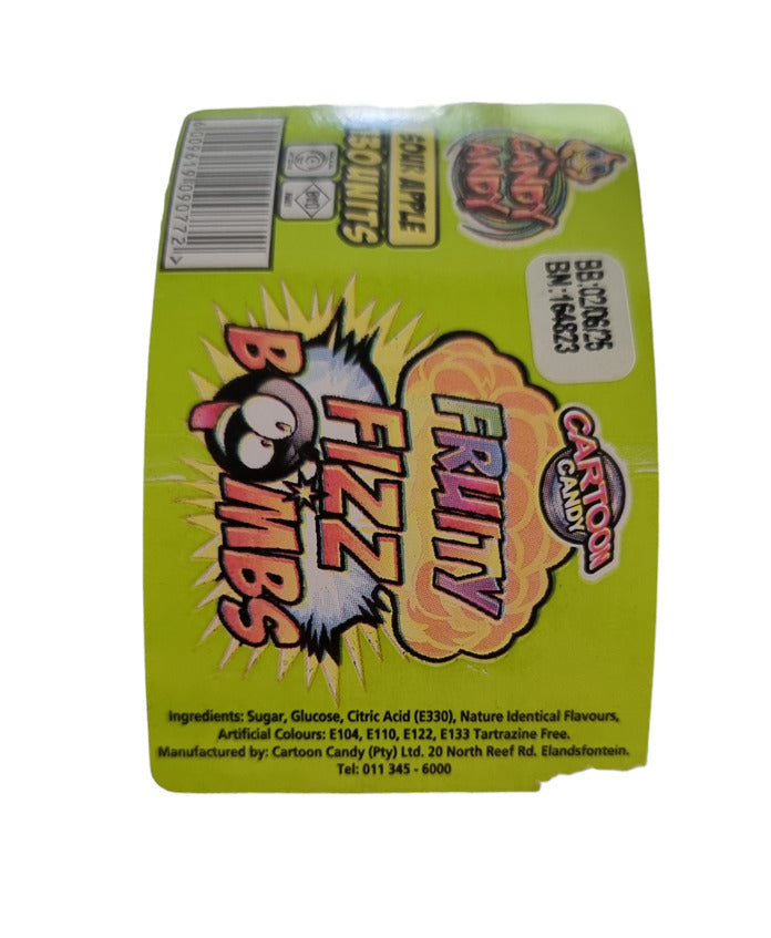 Cartoon Candy Fruity Fizz Bombs Sweet Tub of 130 Units - Sour Apple

Fruity Fizz Bomb Sweets" are an explosion of vibrant flavors and fizzy sensations in every bomb. These delightful confections are bursting with the essence of assorted fruits, delivering a tantalizing mix of sweet and tangy notes that dance on your taste buds.