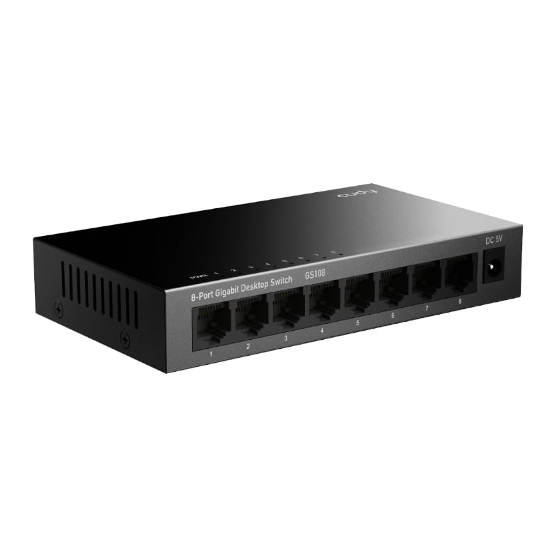 The Cudy GS108 8-Port Gigabit Desktop Switch allows you to manage your home network with ease. It supports bandwidth speeds of up to 16Gbps and features 6 Ethernet ports and 2 uplink ports. Its high-speed RJ-45 connectors support any 10/100/1000Mbps Ethernet devices.

For additional protection, it features a VLAN mode which helps isolate the ports from each other. The IEEE 802.3x flow control for Full Duplex mode and backpressure for Half Duplex mode offer increased bandwidth to alleviate network congestion