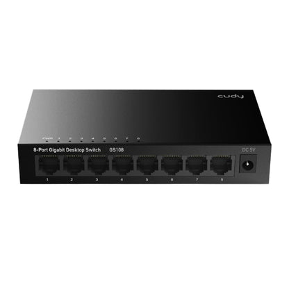 The Cudy GS108 8-Port Gigabit Desktop Switch allows you to manage your home network with ease. It supports bandwidth speeds of up to 16Gbps and features 6 Ethernet ports and 2 uplink ports. Its high-speed RJ-45 connectors support any 10/100/1000Mbps Ethernet devices.

For additional protection, it features a VLAN mode which helps isolate the ports from each other. The IEEE 802.3x flow control for Full Duplex mode and backpressure for Half Duplex mode offer increased bandwidth to alleviate network congestion