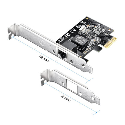 Expand or upgrade your ethernet network with the Cudy PE10 Gigabit PCI Express Network Adapter. It features a super-fast 10/100/1000 Mbps ethernet port for a stable and fast connection. It connects easily to your PC motherboard via a PCIe x1 connector and is compatible with Windows, Linux and macOS. It comes with dual brackets making it compatible with mini and standard sized PC chassis. Perfect for web chat, fast download video streaming, online gaming and internet calling, the Cudy PE10 is very versatile 