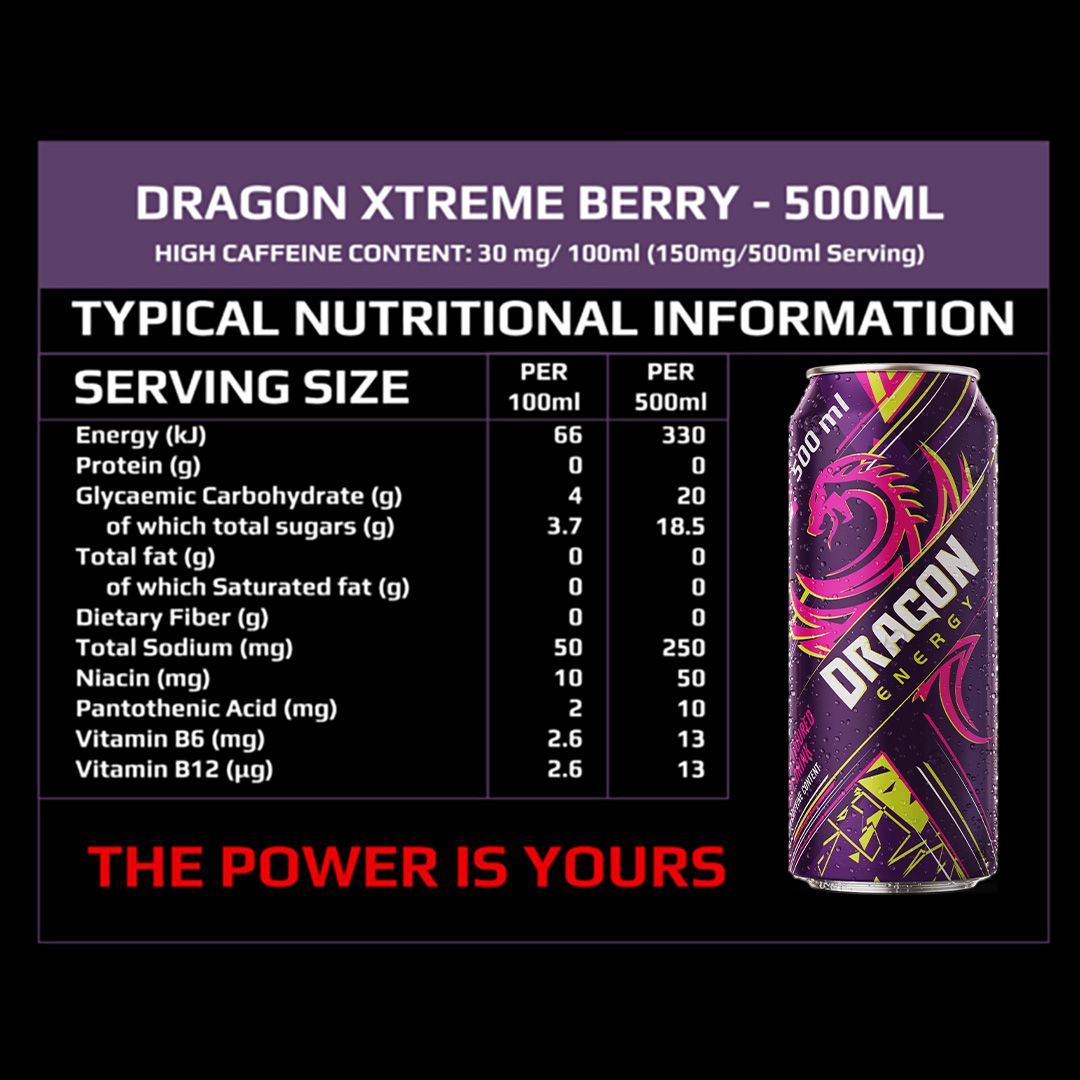 Dragon Energy Drink - Xtreme Berry (24x500ml)