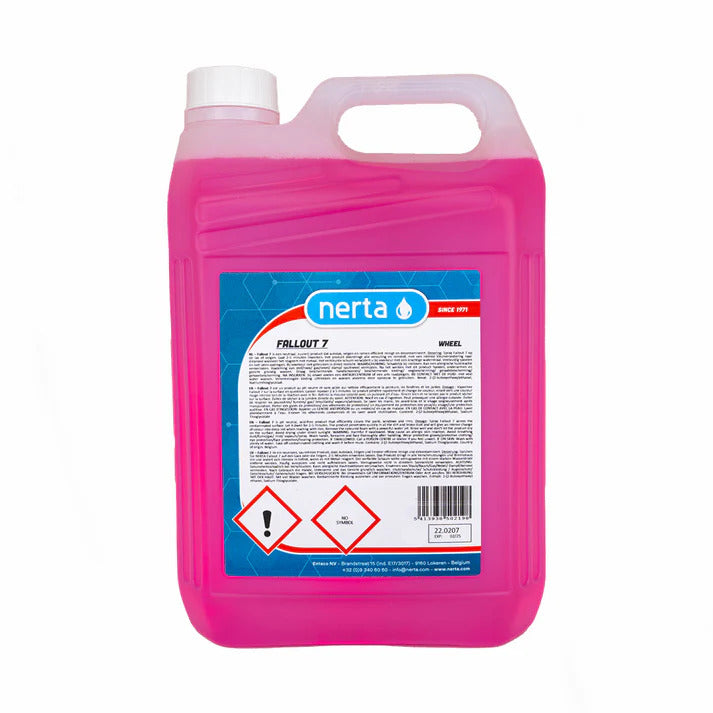 Nerta Fallout 7 – Iron Fallout Remover

The PH-Neutral Fallout 7 is a powerful rim cleaner and iron fallout remover, designed for safe and easy use. Its colour changing, unique formula deeply cleans and quickly eliminates dirt, brake dust, and iron particles from your vehicle’s rims and body. Not only does it effectively remove iron contamination, but it also helps prevent further iron-related damage, making it the ideal solution for tackling metallic contaminants.

Rim cleaner and iron fallout re