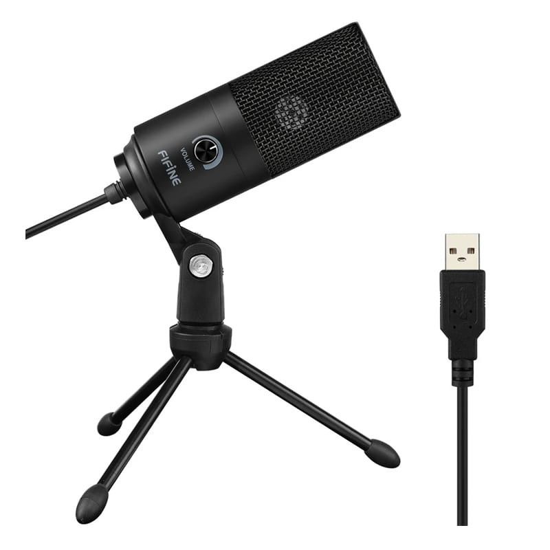 Fifine Cardioid USB Condenser Microphone with Tripod K669B - Black