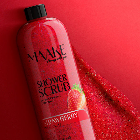 MAAKE Strawberry Glowing Shower Gel Scrub/Exfoliating 1000ml Bottle