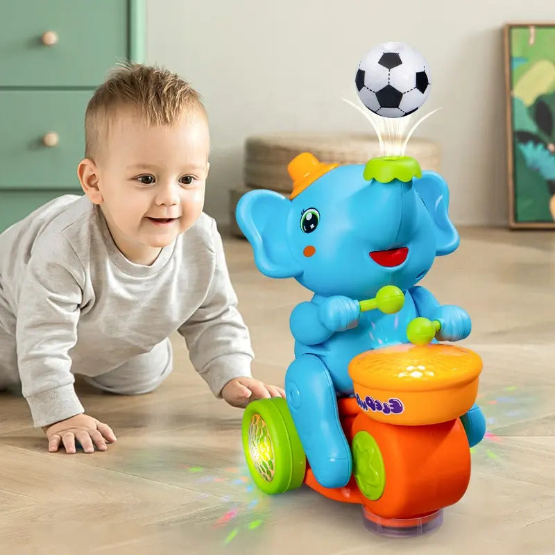 Babies-Up Elephant With Music And Flashing Light Kids Electric Toys Play The Drum Animal Toys For Kids