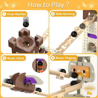 Kids-Up 103 Piece STEM Marble Run Set Featuring Music Pillars & Maze Track