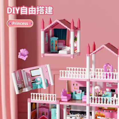 Kids-Up Dress up Toy Girl DIY Doll House Princess Castle Big Villa Cottage Girl Toy