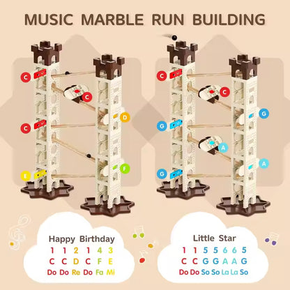Kids-Up 103 Piece STEM Marble Run Set Featuring Music Pillars & Maze Track