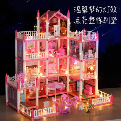 Kids-Up Dress up Toy Girl DIY Doll House Princess Castle Big Villa Cottage Girl Toy