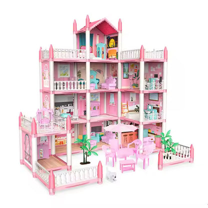 Kids-Up Dress up Toy Girl DIY Doll House Princess Castle Big Villa Cottage Girl Toy