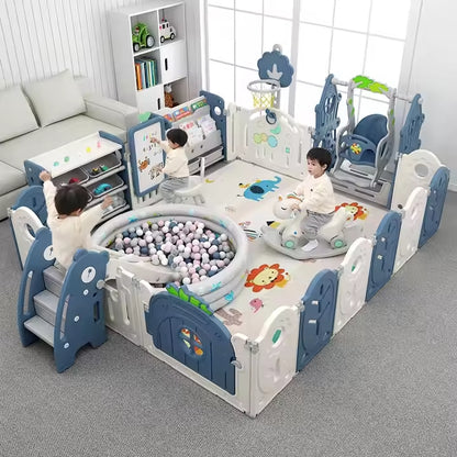 Babies-Up White & Blue Playpen All-In-One Multiplay Fun Zone Fence Playset (0–3 Years, Indoor)