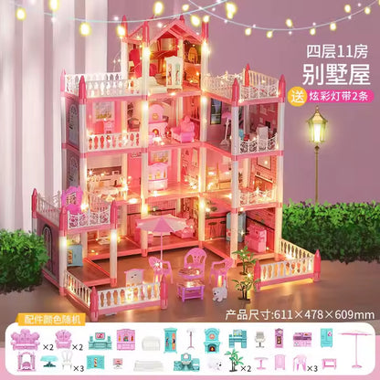 Kids-Up Dress up Toy Girl DIY Doll House Princess Castle Big Villa Cottage Girl Toy