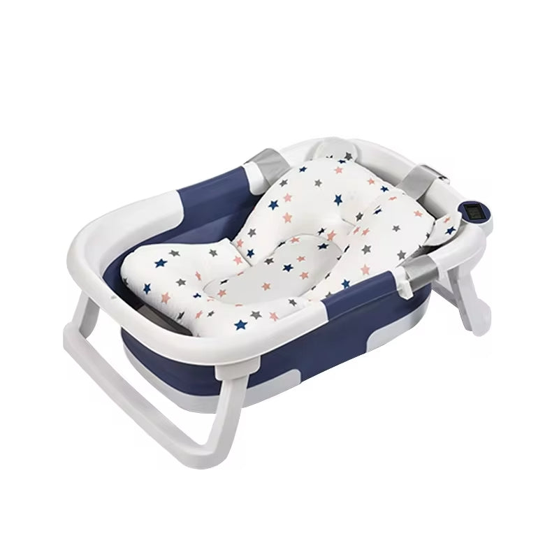 Babies-up Travel Foldable Bathtub with Shower Holder, Pillow Pad & Thermometer