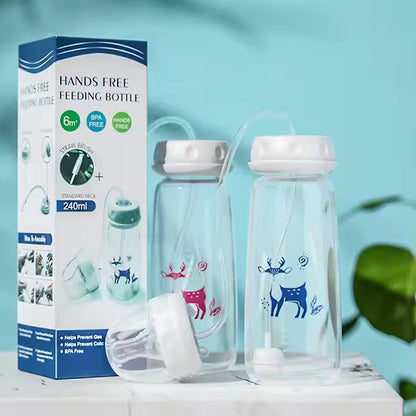 Babies-Up Hands-Free Baby Bottle 240ml, Anti-Colic Feeding Bottle