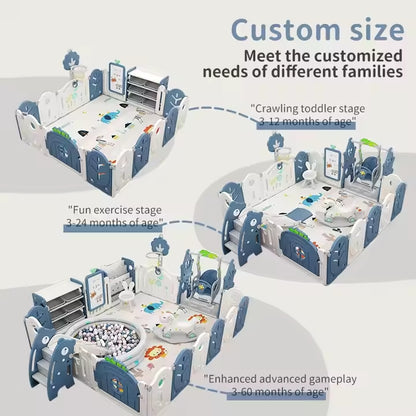 Babies-Up White & Blue Playpen All-In-One Multiplay Fun Zone Fence Playset (0–3 Years, Indoor)
