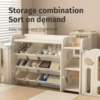 Babies-Up White & Beige Playpen All-In-One Multiplay Fun Zone Fence Playset for Kids 0-3 yrs Indoor