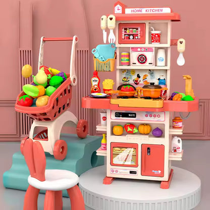 Kids-Up Tall Toy Kitchen Set Interactive With Noises and Tap - 43 Piece & Realistic Sound Effects