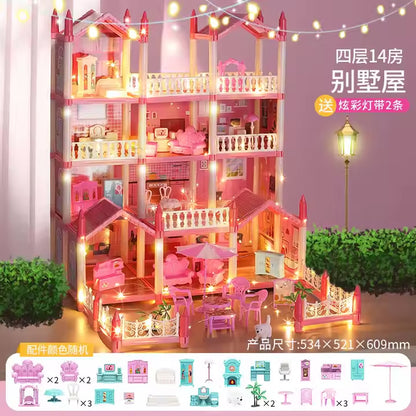 Kids-Up Dress up Toy Girl DIY Doll House Princess Castle Big Villa Cottage Girl Toy