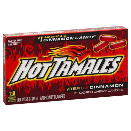 Hot Tamales - Fierce Cinnamon Flavored Soft Chewy Sweets Snack 141g - Pack of 24