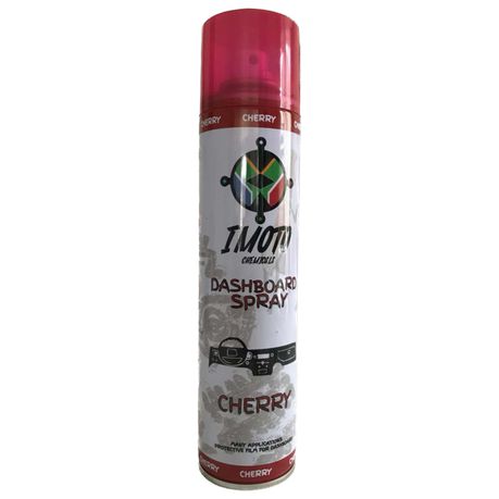 Imoto Dash Board Spray Cherry 300ml

Fragrance provides a pleasant odour
Dashboard wax is the perfect spray wax for leather, plastic & rubber.
It also prevents the dust build-up produced by static electricity
best results apply circular motion