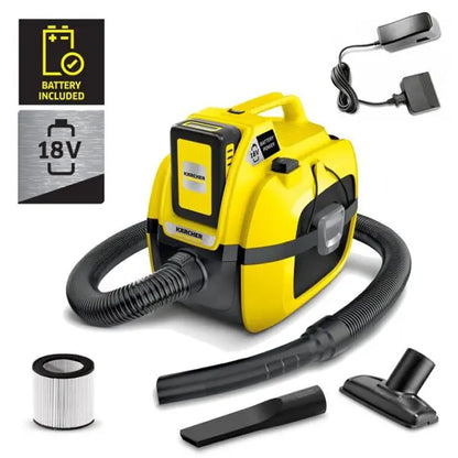 Karcher WD 1 Compact Battery Set Vacuum

Independent of 230 V power and versatile: the compact, battery wet and dry vacuum cleaner Karcher WD 1 Compact Battery Set on the 18 V Kärcher Battery Power battery platform, including accessories for cleaning car interiors.