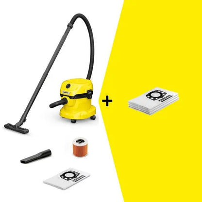 Karcher WD 2 Plus & Vacuum bags

Equipped with blower function and single-piece cartridge filter: The wet and dry vacuum cleaner WD 2 Plus has a 12 litre plastic container, 4 m power cable and 1.8 m suction hose. Combo includes a 4 pack of vacuum bags.