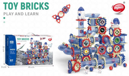 Kids-Up 257 Piece DIY STEM Marble Run Maze Space Building Blocks Set