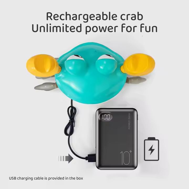 Kids-Up Crawling Crab Toys with Light Up, USB Rechargeable Interactive Toy