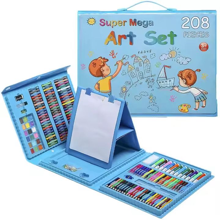 Kids-Up - 208 Piece Case Art Set Pencil, Paint, Watercolor Drawing

Unleash your child's creativity with the Kids-Up 208-Piece Art Set - the ultimate all-in-one kit for young artists!
Packed in a portable and organized carry case, this comprehensive set includes colored pencils, crayons, watercolor paints, oil pastels, markers, and essential drawing tools to inspire endless artistic expression at home or on the go.