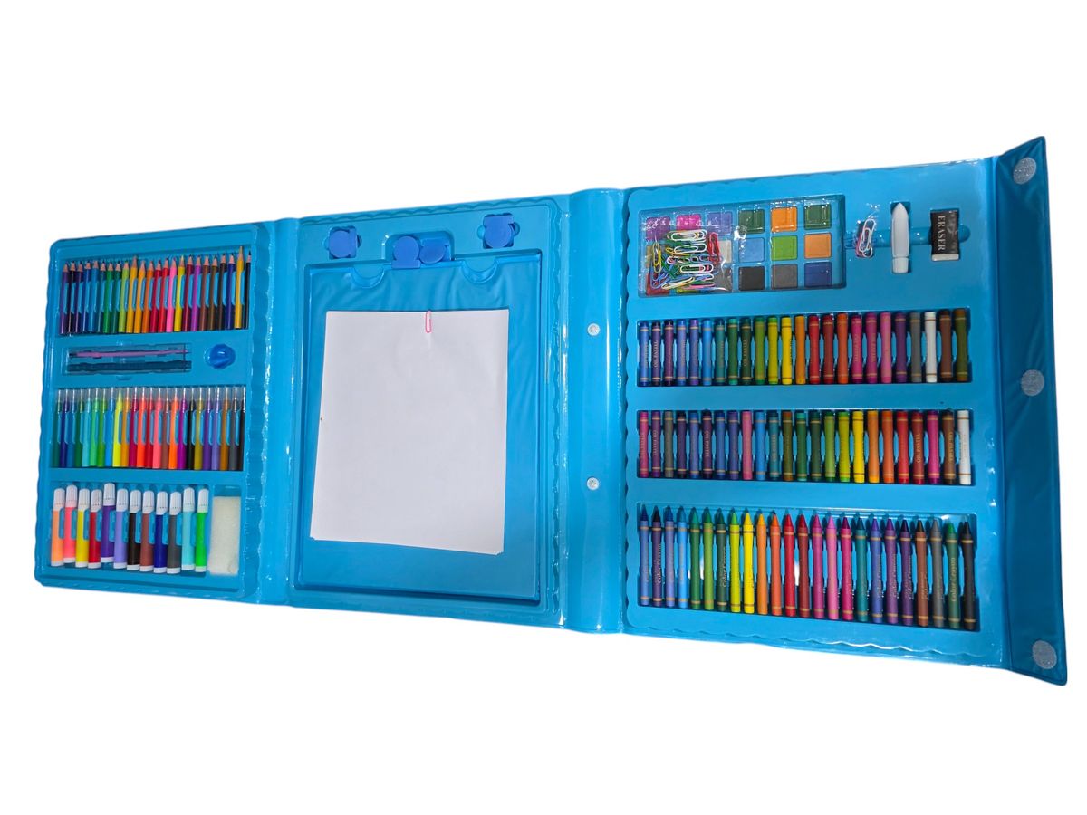 Kids-Up - 208 Piece Case Art Set Pencil, Paint, Watercolor Drawing

Unleash your child's creativity with the Kids-Up 208-Piece Art Set - the ultimate all-in-one kit for young artists!
Packed in a portable and organized carry case, this comprehensive set includes colored pencils, crayons, watercolor paints, oil pastels, markers, and essential drawing tools to inspire endless artistic expression at home or on the go.