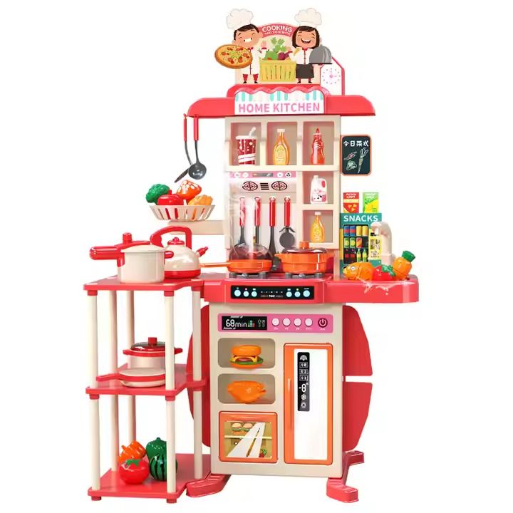 Kids-Up 73-Piece Fancy Pretend Toy Kitchen - With Squirting Tap Water & Lights

Inspire little chefs with the Kids-Up 73 PCS Fancy Pretend Toy Kitchen Set a realistic and interactive play kitchen that brings imagination to life! Packed with 73 fun accessories, this deluxe set features a working squirting tap,& realistic lights, and engaging sounds that mimic real kitchen action. Perfect for role-playing, learning, and endless cooking fun.