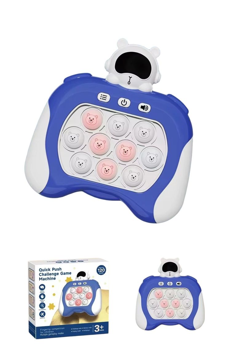 Kids-Up Electronic Pop It Quick Push Game Blue And White Spaceman

The Kids-Up Electronic Pop It Quick Push Game features a fun and engaging design resembling a blue and white spaceman, perfect for kids who love interactive and sensory toys. This game combines the popular Pop It fidget toy with electronic elements for a fast-paced, stimulating experience. Players must quickly push the bubbles that light up, enhancing hand-eye coordination and reflexes. The vibrant blue and white color scheme, along with the