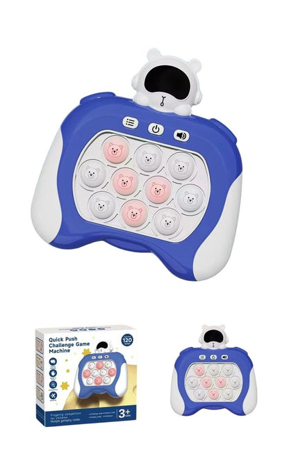 Kids-Up Electronic Pop It Quick Push Game Blue And White Spaceman

The Kids-Up Electronic Pop It Quick Push Game features a fun and engaging design resembling a blue and white spaceman, perfect for kids who love interactive and sensory toys. This game combines the popular Pop It fidget toy with electronic elements for a fast-paced, stimulating experience. Players must quickly push the bubbles that light up, enhancing hand-eye coordination and reflexes. The vibrant blue and white color scheme, along with the