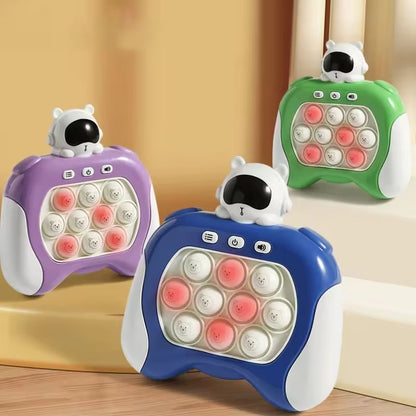 Kids-Up Electronic Pop It Quick Push Game Green And White Spaceman

The Kids-Up Electronic Pop It Quick Push Game in the Green and White Spaceman theme combines fun and learning in an exciting, space-inspired design. Shaped like a friendly astronaut in green and white, this interactive game has a pop-it fidget surface that lights up different buttons, challenging kids to press each lit button before time runs out. It's an excellent way for children to build hand-eye coordination, quick reflexes