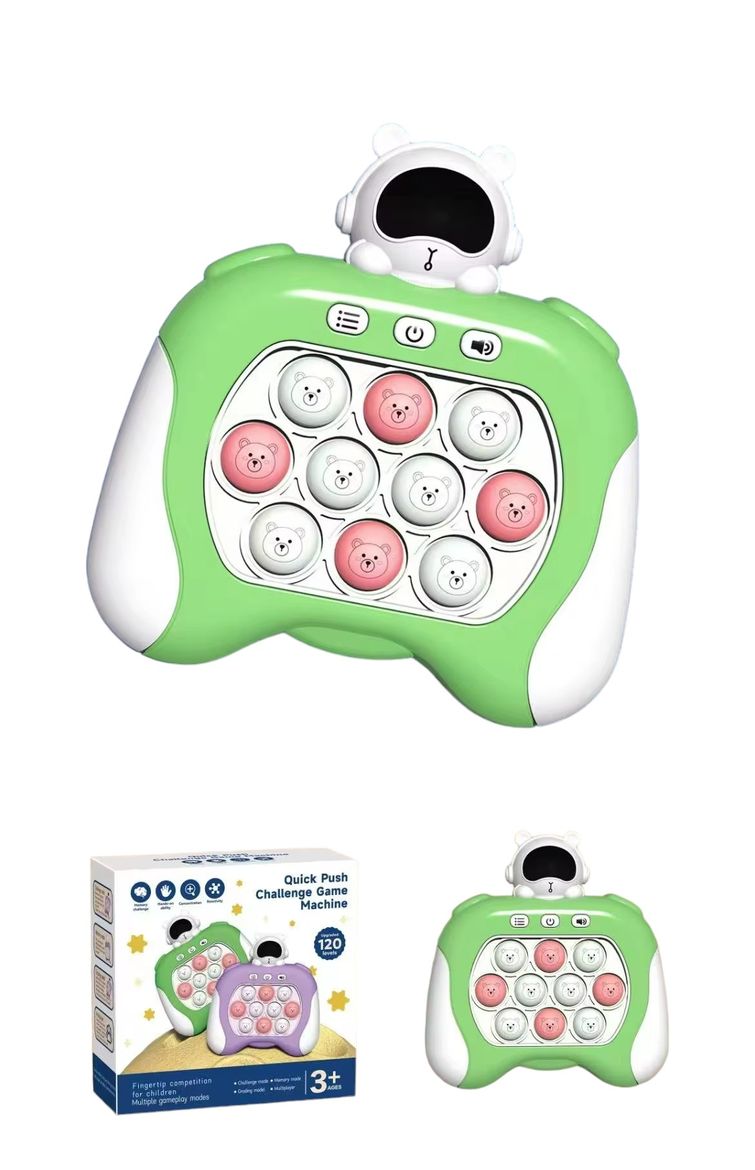 Kids-Up Electronic Pop It Quick Push Game Green And White Spaceman

The Kids-Up Electronic Pop It Quick Push Game in the Green and White Spaceman theme combines fun and learning in an exciting, space-inspired design. Shaped like a friendly astronaut in green and white, this interactive game has a pop-it fidget surface that lights up different buttons, challenging kids to press each lit button before time runs out. It's an excellent way for children to build hand-eye coordination, quick reflexes