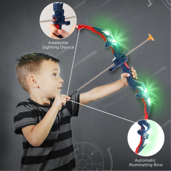 Kids-Up Light-Up Black & Red Bow & Arrow Archery Set - Indoor/Outdoor Fun

Aim, glow, and play with the Kids-Up Light-Up Bow Arrow Set in sleek black and red-a thrilling archery set designed for safe indoor and outdoor fun. Perfect for young archers, this dynamic set features a light-up bow,& suction-cup arrows, and a target board for hours of imaginative and skill-building play.