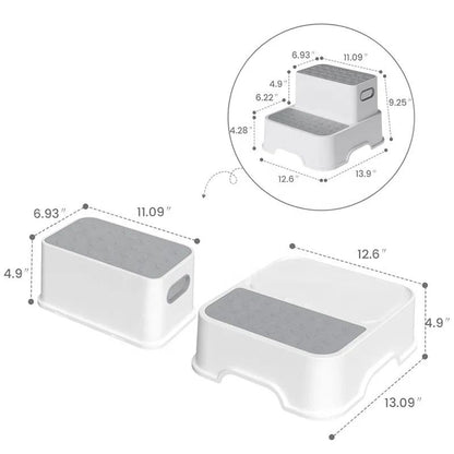 Kids-Up & Toddlers 2-Step Sturdy Stool - For Bathroom, Kitchen & Potty Training

Help little ones gain independence safely with the Kids-Up 2-Step Sturdy Stool, designed for toddlers and kids to reach new heights with confidence. Whether they're potty training, brushing their teeth, or helping in the kitchen, this durable and slip-resistant stool offers the perfect boost.