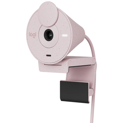 Enhance your video calls with the Logitech Brio 300 Webcam in Rose. 1080p resolution, RightLight 2 auto-correction, and 2-year warranty. Perfect for Zoom & Teams in SA.